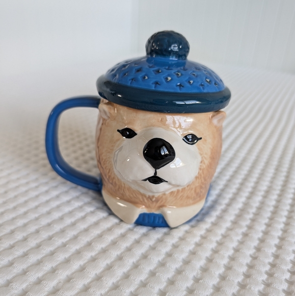 West Elm by Rachel Kozlowski Dapper Animal Bear Mug with Lid, Blue - Picture 6 of 8